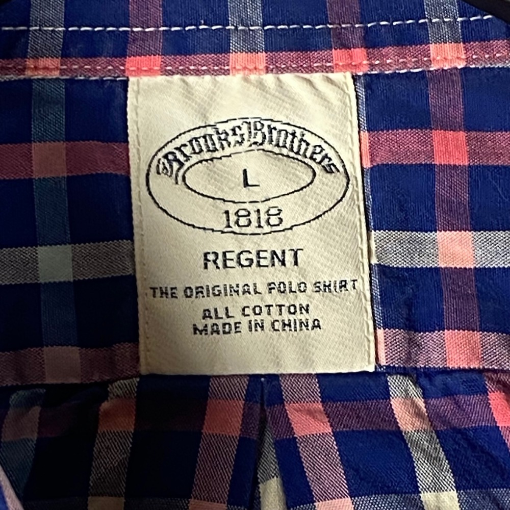 Brooks Brothers Navy, Pink & Light Blue Plaid Button-Down Shirt - Picture 3 of 12